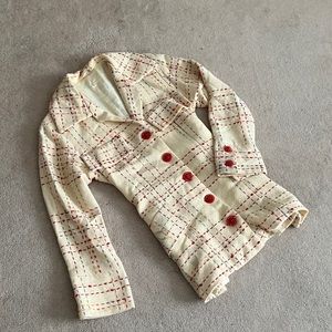 SOLD Vintage birthday cake Beige tweed blazer dress